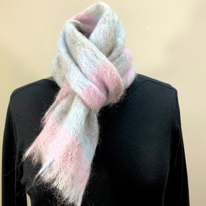 Vintage 70s WHITLEY WILLOWS Plaid Mohair/Wool Pastel Scarf Made in Great Britain
